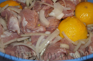 Шашлык из свинины с лимоном и луком