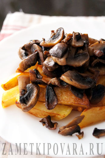 Рецепт: Жареная картошка с грибами - с опятами замороженными и луком
